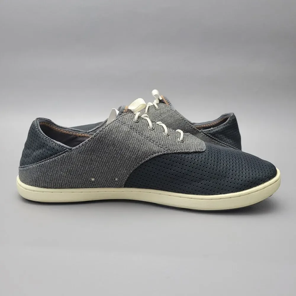 Olukai Nohea Moku Men's Casual Slip On Boat Shoes Size 9 Gray Black